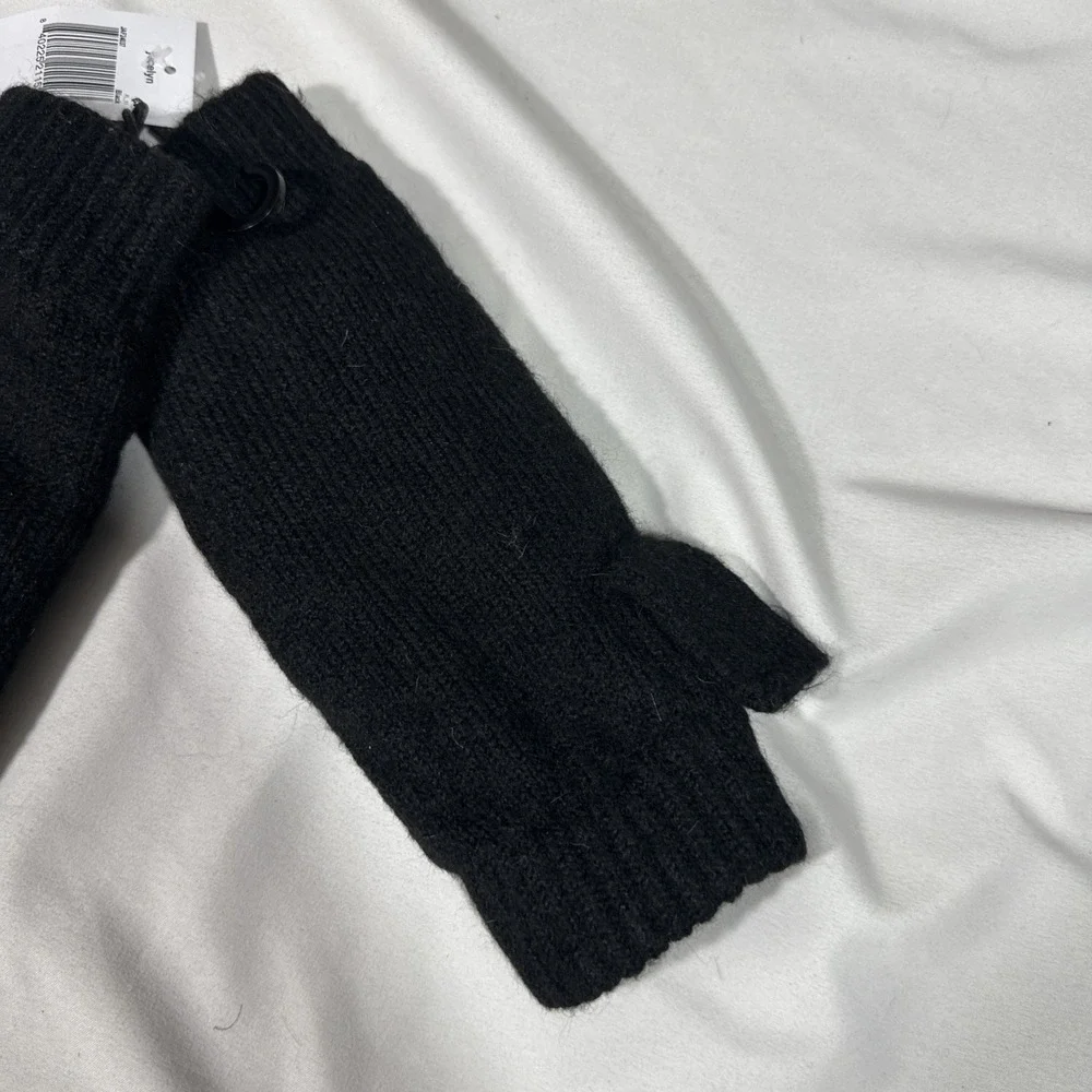 NWT $55 Jocelyn Faux Fur‎ Lined Fingerless Mittens OS Back #U1563